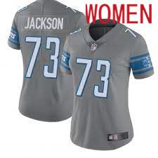 Women Detroit Lions #73 Jonah Jackson Nike Grey Game NFL Jersey